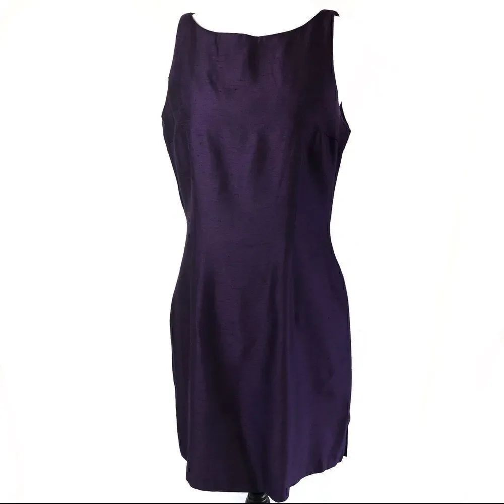 My Michelle Sheath Dress Midi Boat Neck Purple Sleeveless Back Zip Junior 11/12